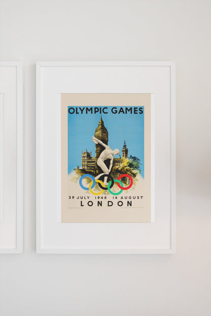 London Olympic Games 1948 poster on a light wall