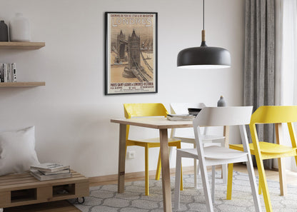 Londres Paris to London poster framed above a dining table