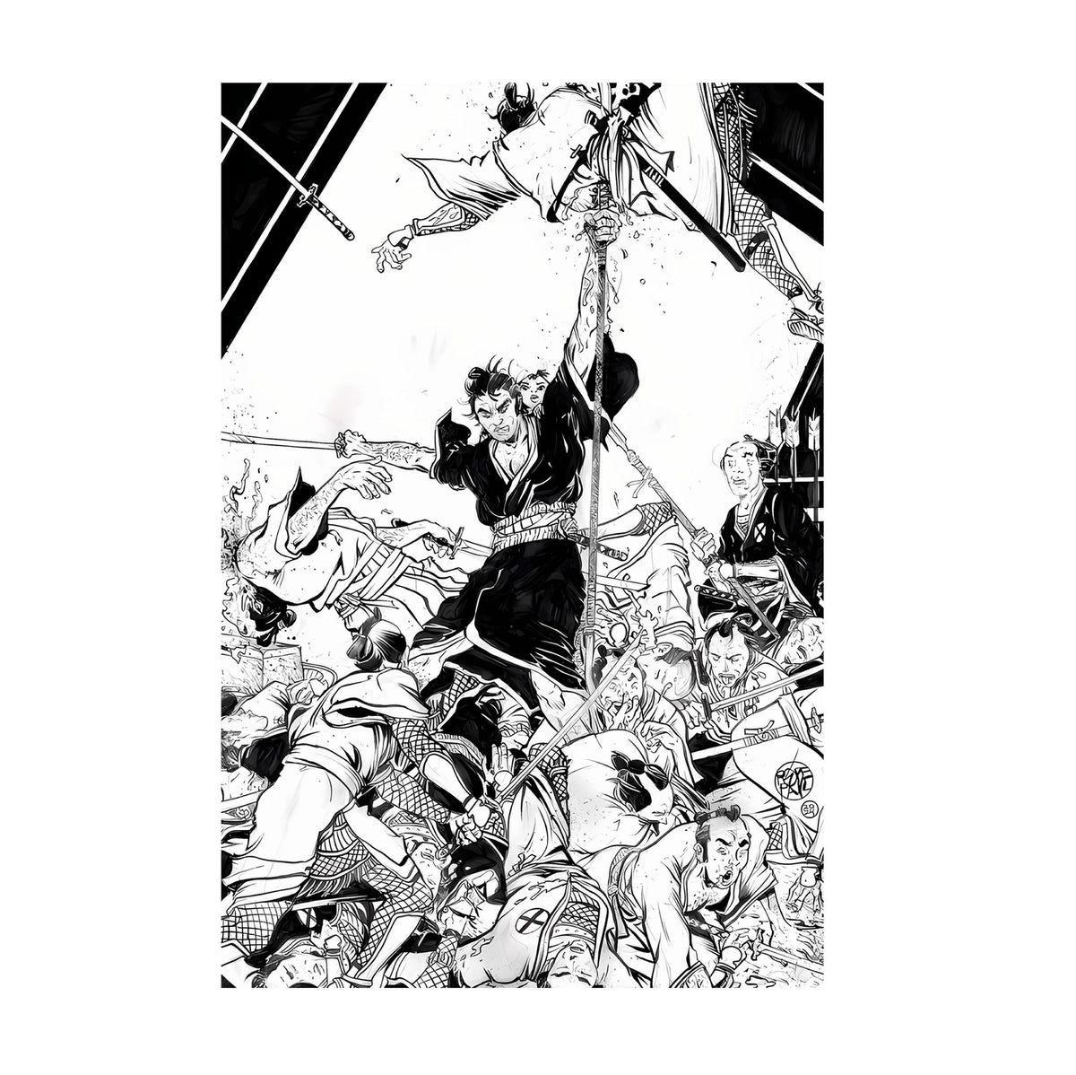 Lone Wolf and Cub: Sword of Vengeance (1972) Ink Illustration Art poster print