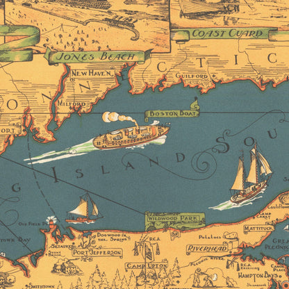 Close-up detail of the Long Island 1930s Map