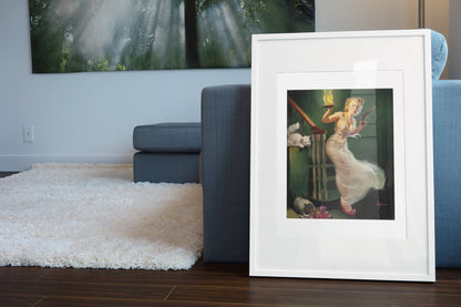 Looking for Trouble by Gil Elvgren, pin-up poster — living room wall