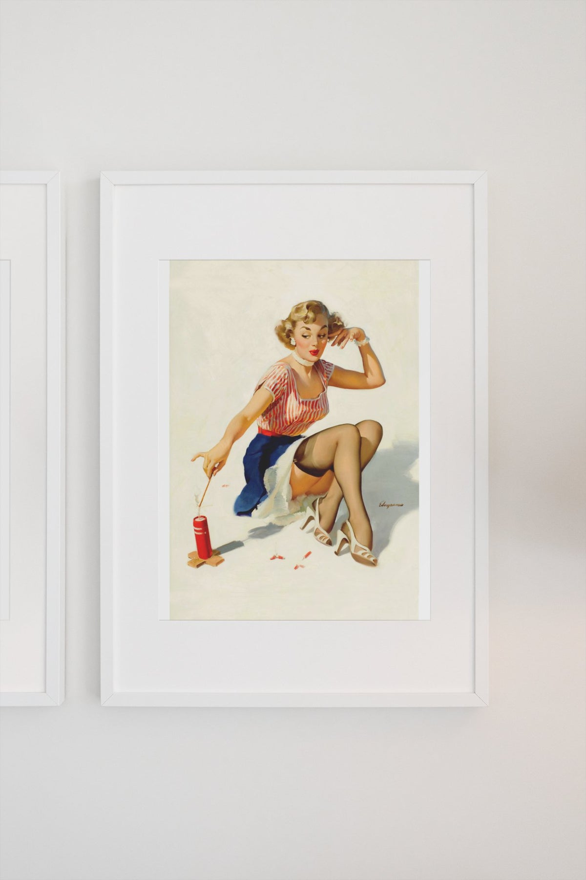 Looking for Trouble by Gil Elvgren, pin-up poster — gallery wall