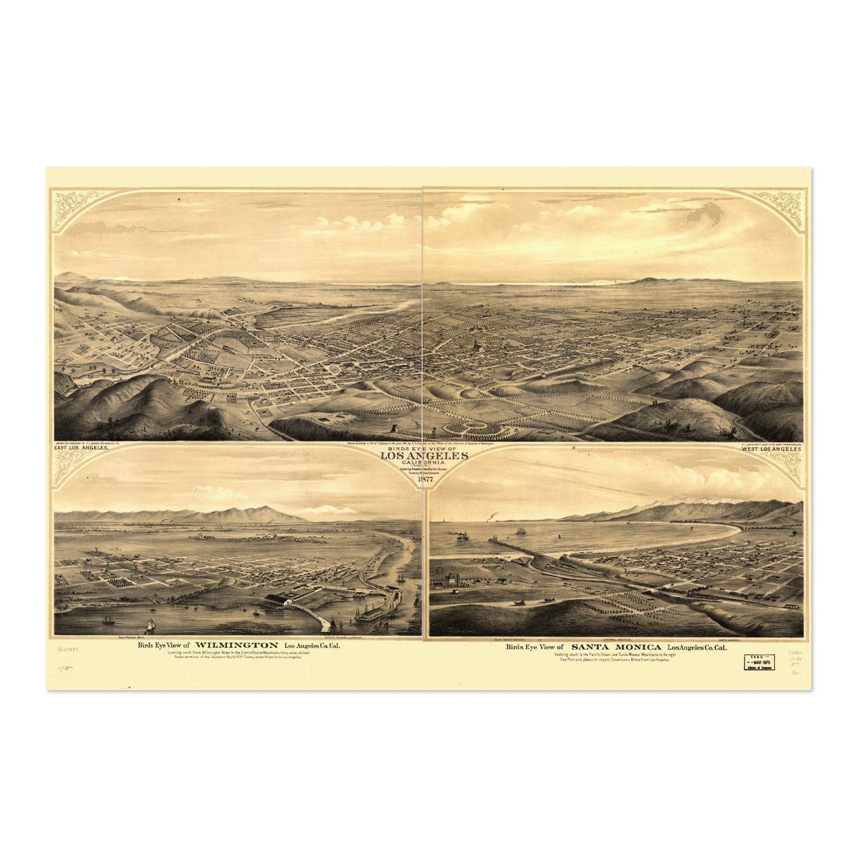 Los Angeles 1877 Panoramic Map poster print