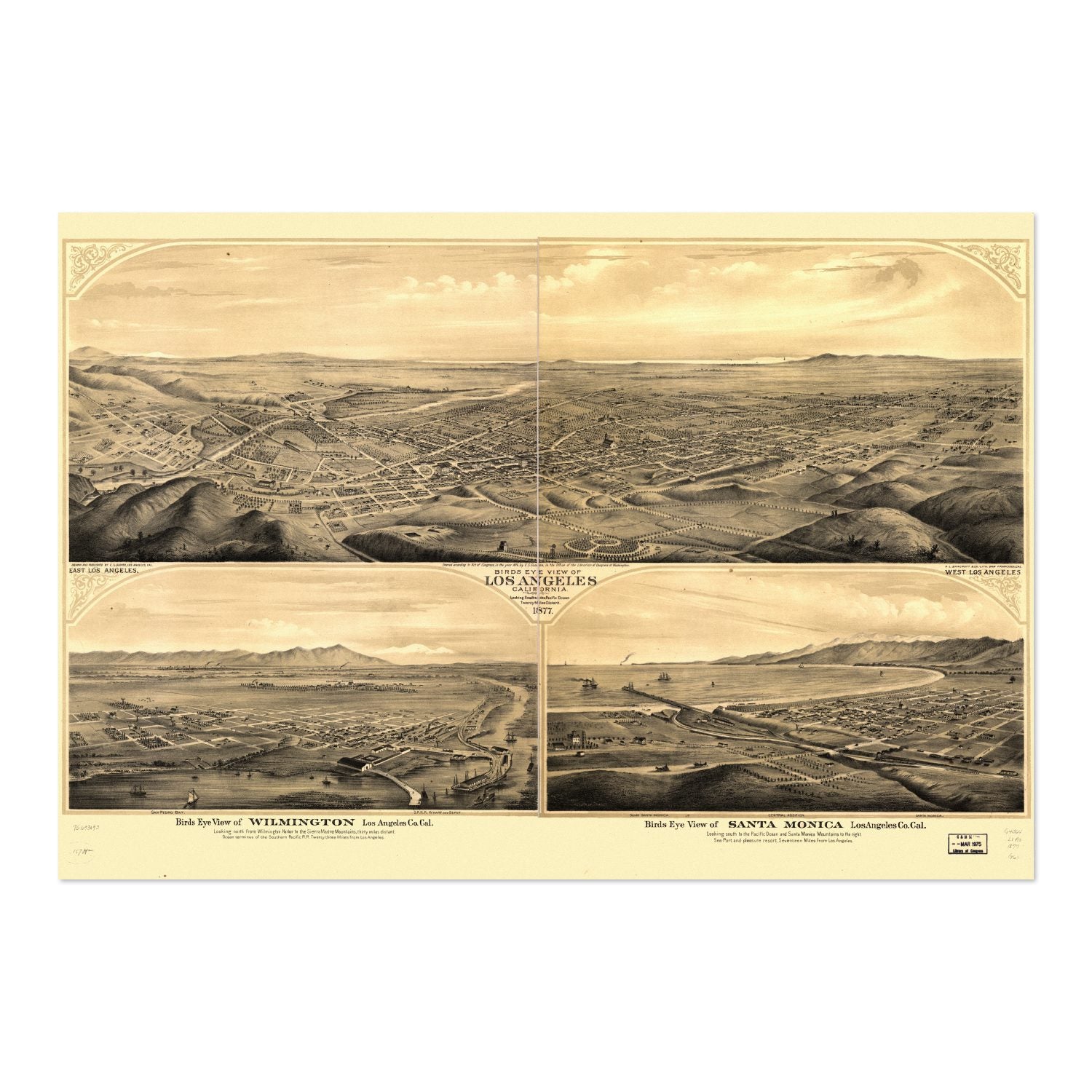 Los Angeles 1877 Panoramic Map poster print