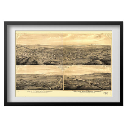 Los Angeles 1877 Panoramic Map print in a black frame