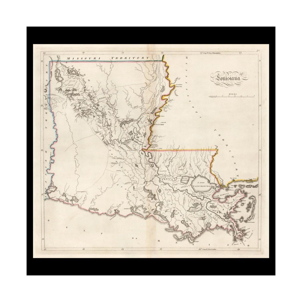 Louisiana 1814 Map vintage print