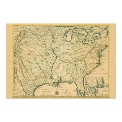 Louisiana & the Mississippi 1730 Map vintage print
