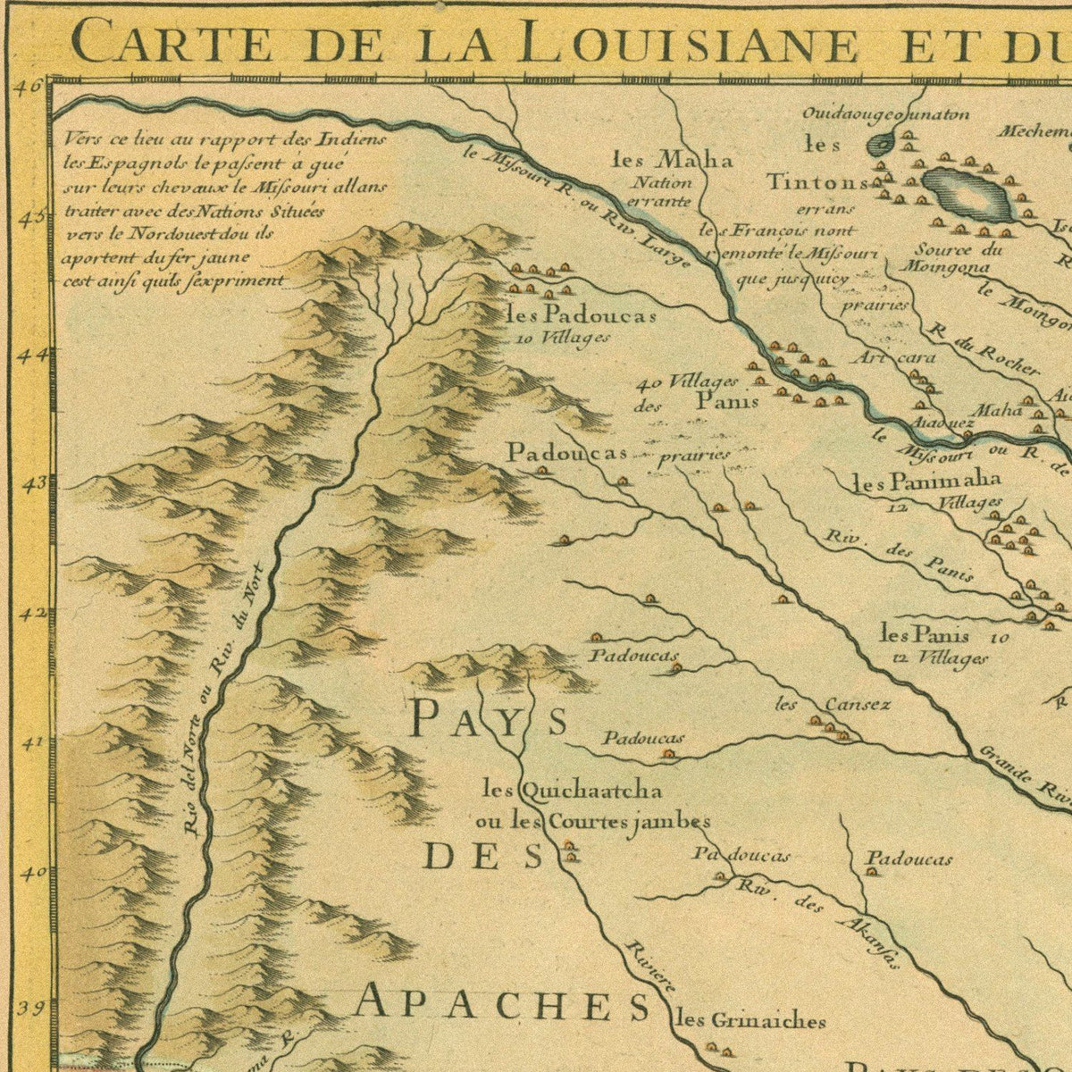 Close-up detail of the Louisiana & the Mississippi 1730 Map