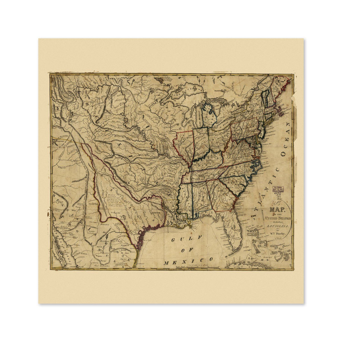 Louisiana Purchase 1818 Map vintage print