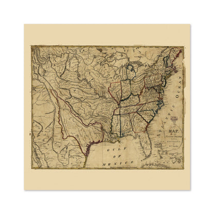 Louisiana Purchase 1818 Map vintage print