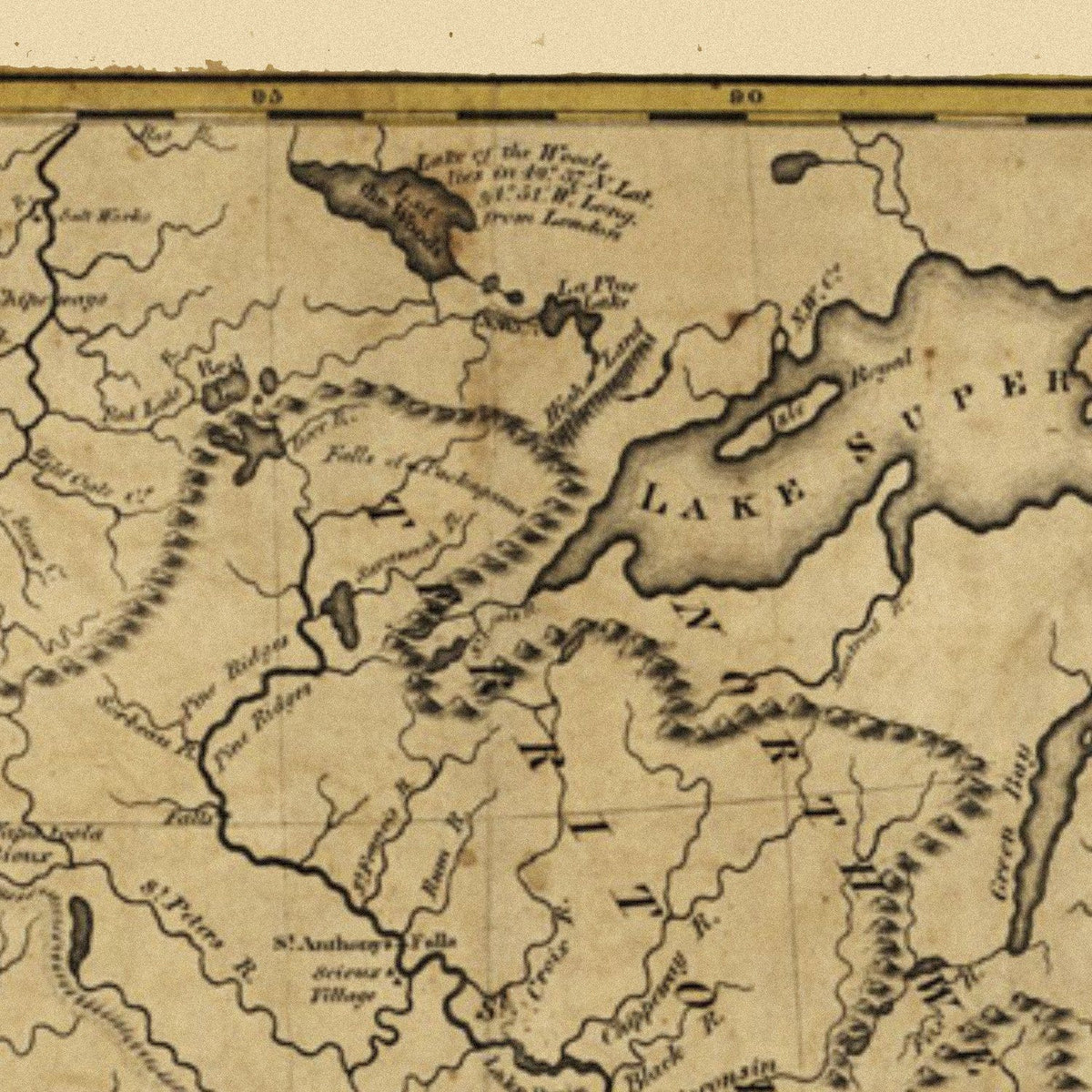 Close-up detail of the Louisiana Purchase 1818 Map