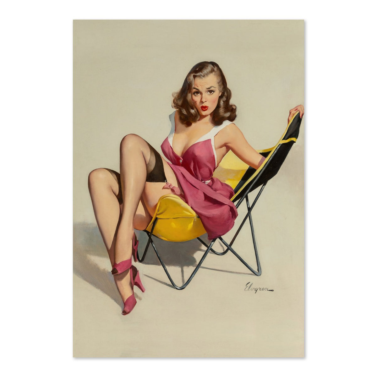 Low Down Feelings by Gil Elvgren, pin-up poster — framed print