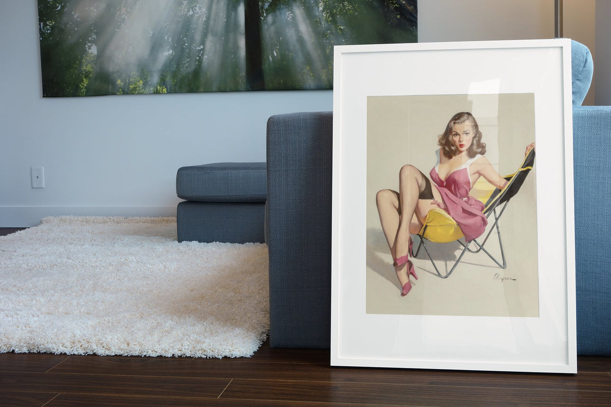 Low Down Feelings by Gil Elvgren, pin-up poster — living room wall