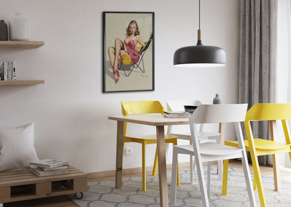 Low Down Feelings by Gil Elvgren, pin-up poster — dining room