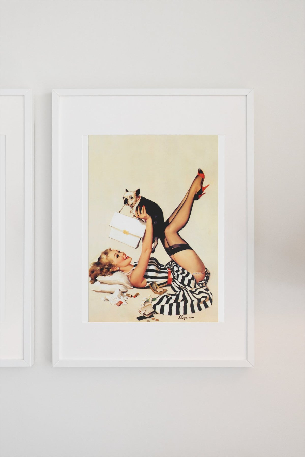 Lucky Dog by Gil Elvgren, pin-up poster — gallery wall
