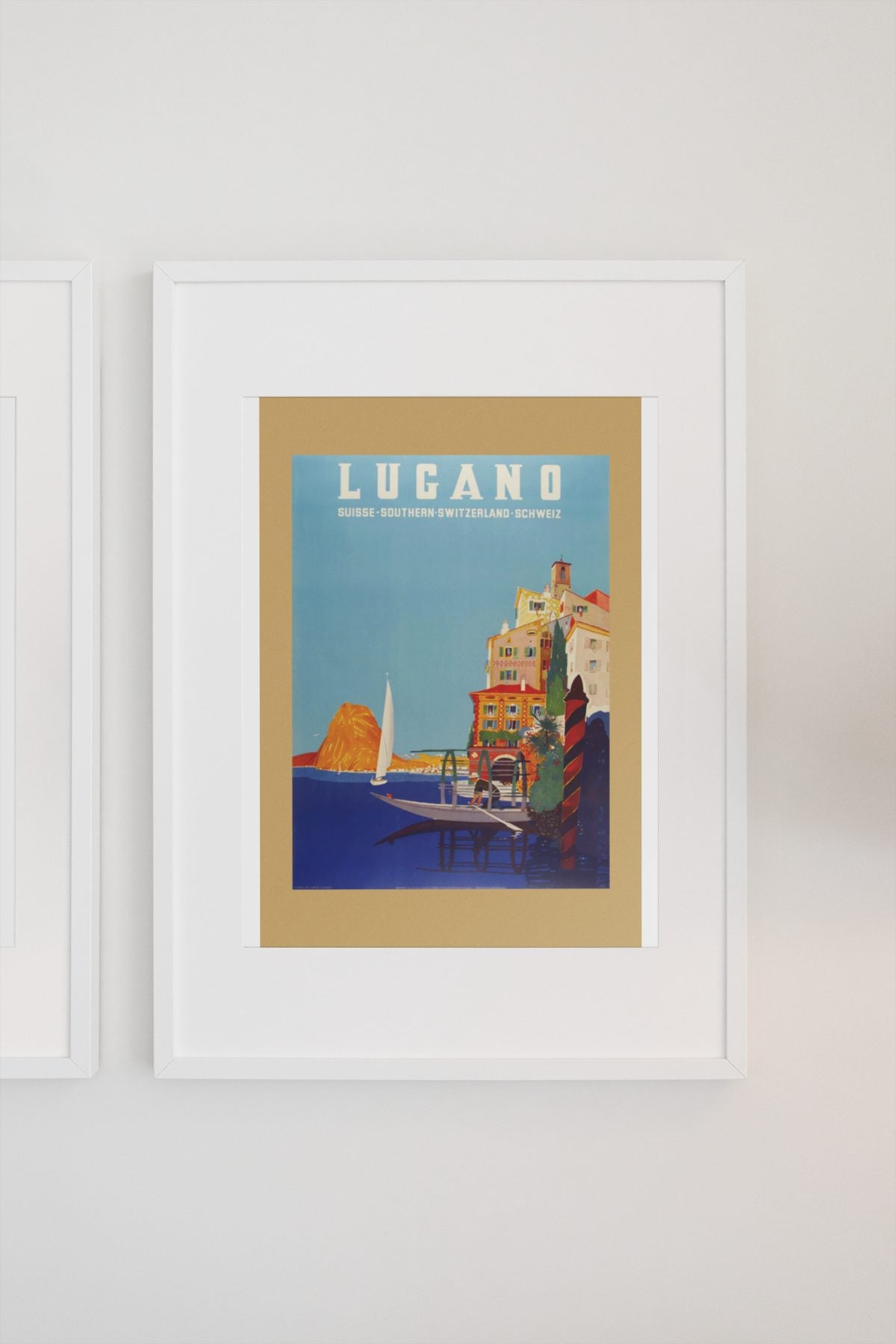 Lugano Southern Switzerland poster on a light wall