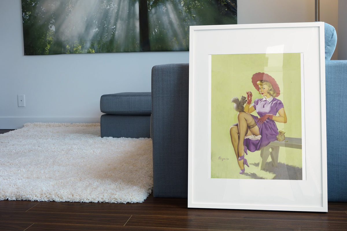 Making Friends by Gil Elvgren, pin-up poster — living room wall