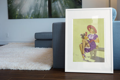 Making Friends by Gil Elvgren, pin-up poster — living room wall