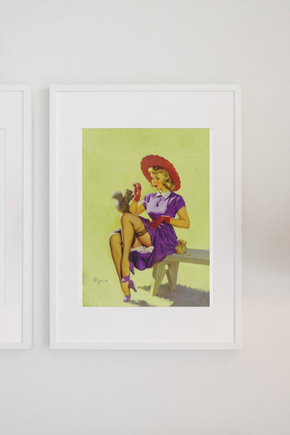 Making Friends by Gil Elvgren, pin-up poster — gallery wall