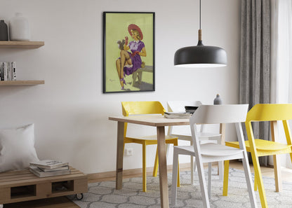 Making Friends by Gil Elvgren, pin-up poster — dining room