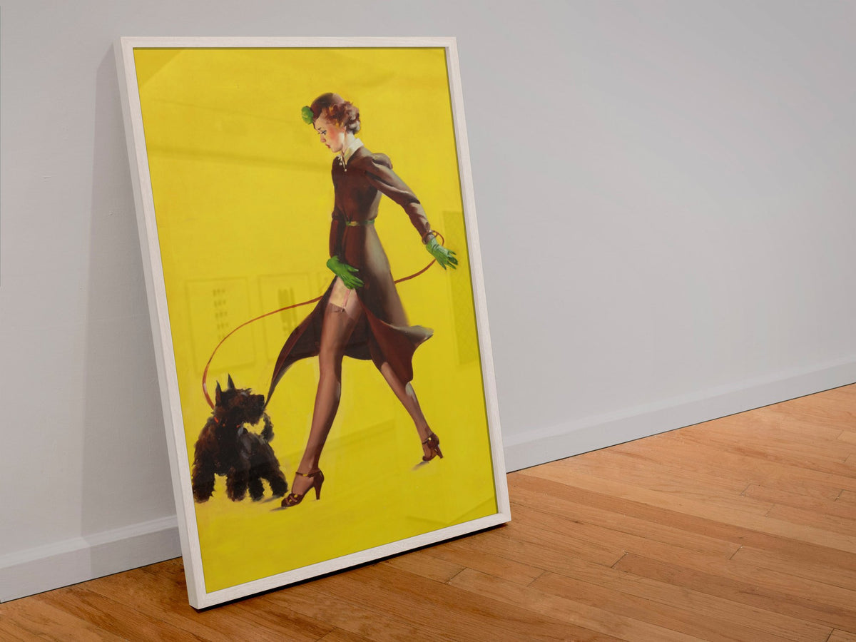 Man's Best Friend by Gil Elvgren, pin-up poster — leaning frame