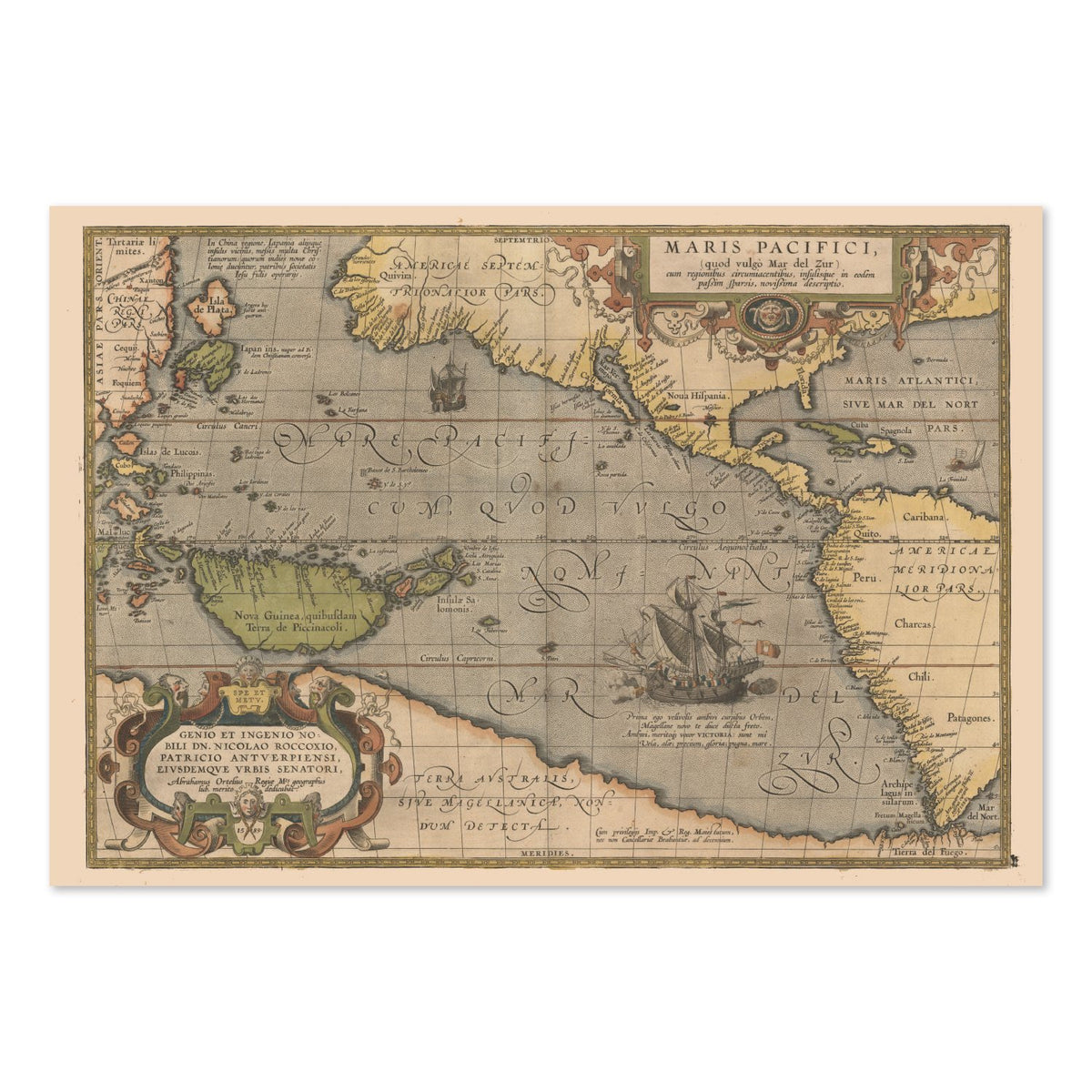 Maris Pacifici 1589 Map poster print