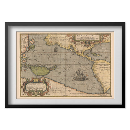 Maris Pacifici 1589 Map print in a black frame