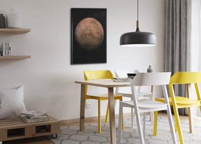 Mars with Valles Marineris poster framed above a dining table