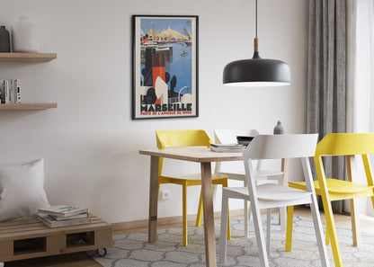 Marseille Porte de l Afrique du Nord poster framed above a dining table