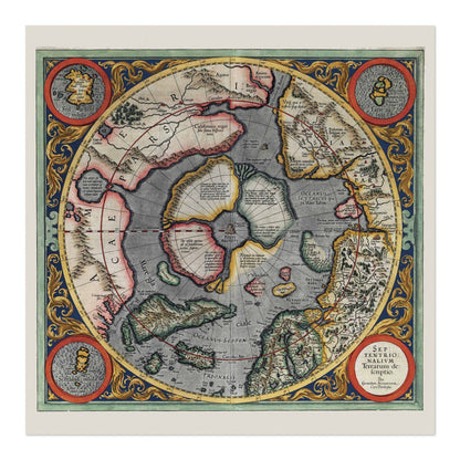 Mercator North Pole 1595 Map vintage print