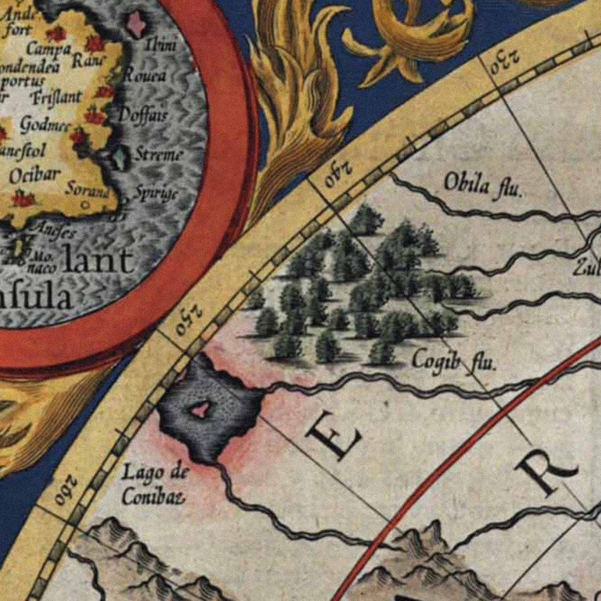 Close-up detail of the Mercator North Pole 1595 Map