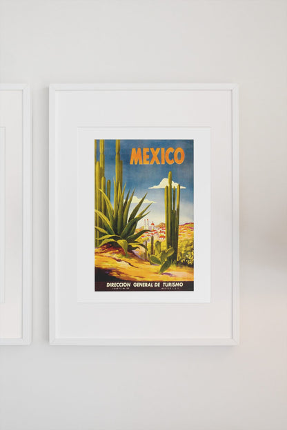 Mexico Agave Cactus poster on a light wall