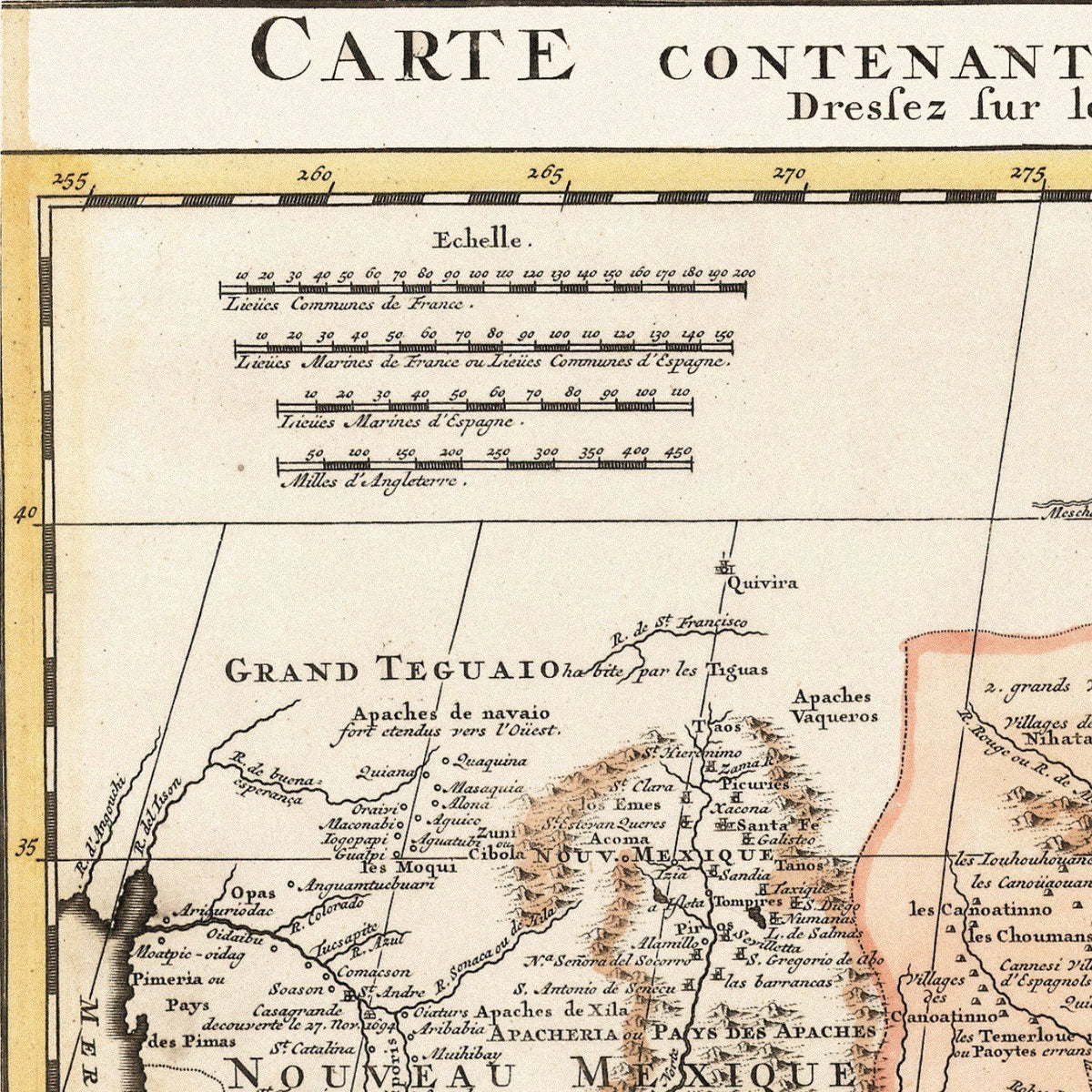 Close-up detail of the Mexico & Florida 1700s Map