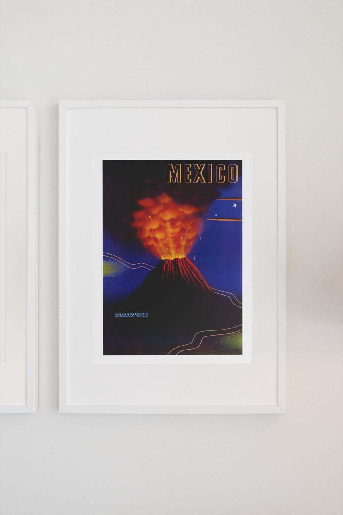 Mexico Paricutin Volcano poster on a light wall