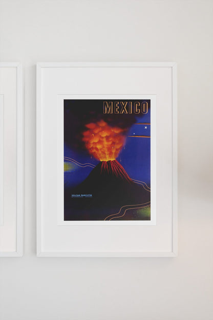 Mexico Paricutin Volcano poster on a light wall