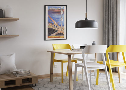 Mexico The Great Metropolis poster framed above a dining table