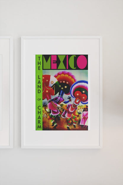 Mexico Land of Charm poster on a light wall