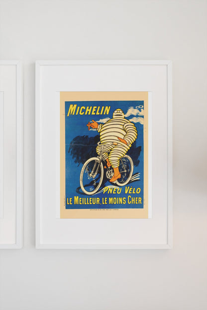 Michelin Pneu Velo Bibendum poster on a light wall