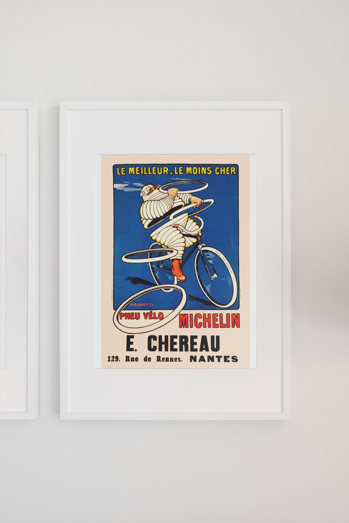 Michelin Pneu Velo Chereau poster on a light wall