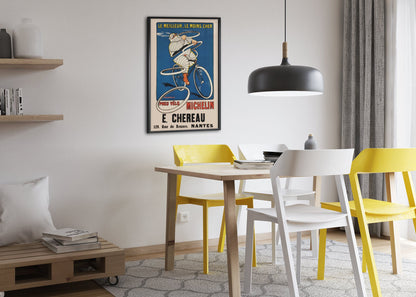 Michelin Pneu Velo Chereau poster framed above a dining table