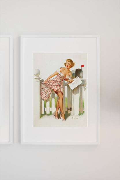 Miss Sylvania's Mishap by Gil Elvgren, pin-up poster — gallery wall