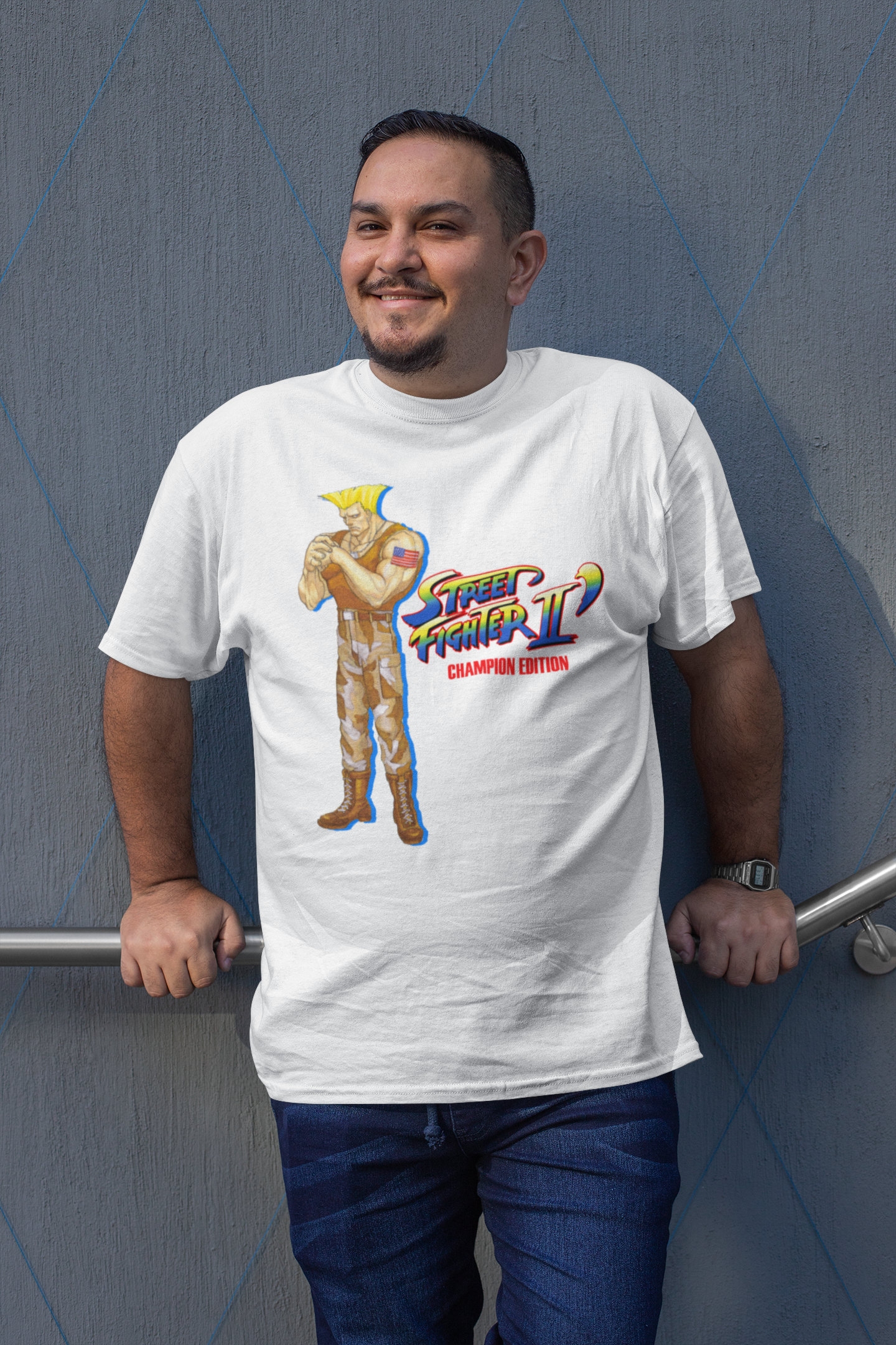 Street Fighter II Champions Edition | Guile Key Art Premium Unisex T-shirt