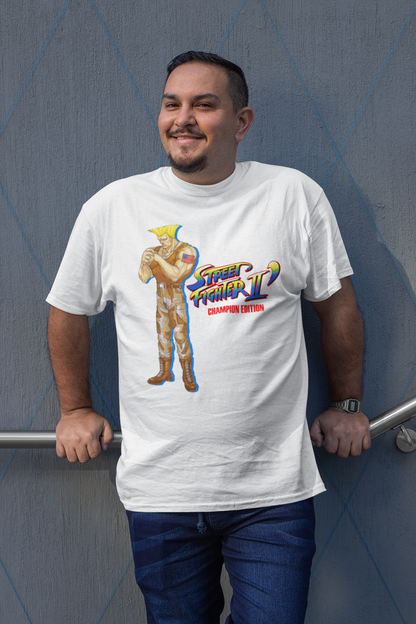 Street Fighter II Champions Edition | Guile Key Art Premium Unisex T-shirt