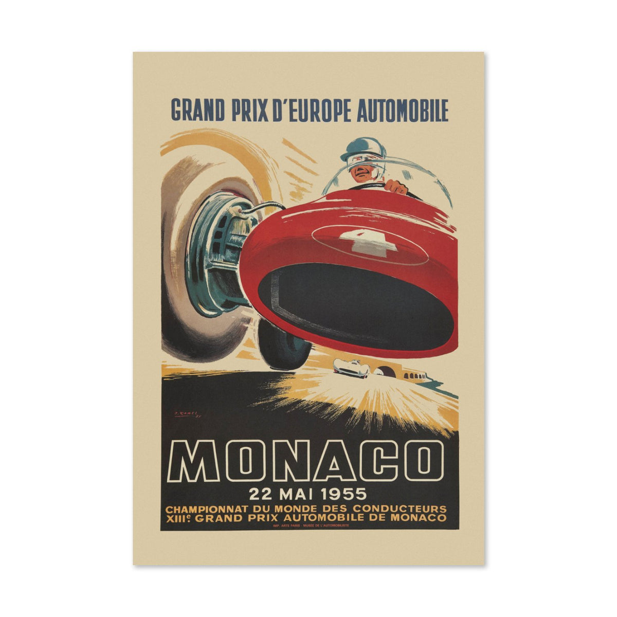 Monaco Grand Prix 1955 poster print