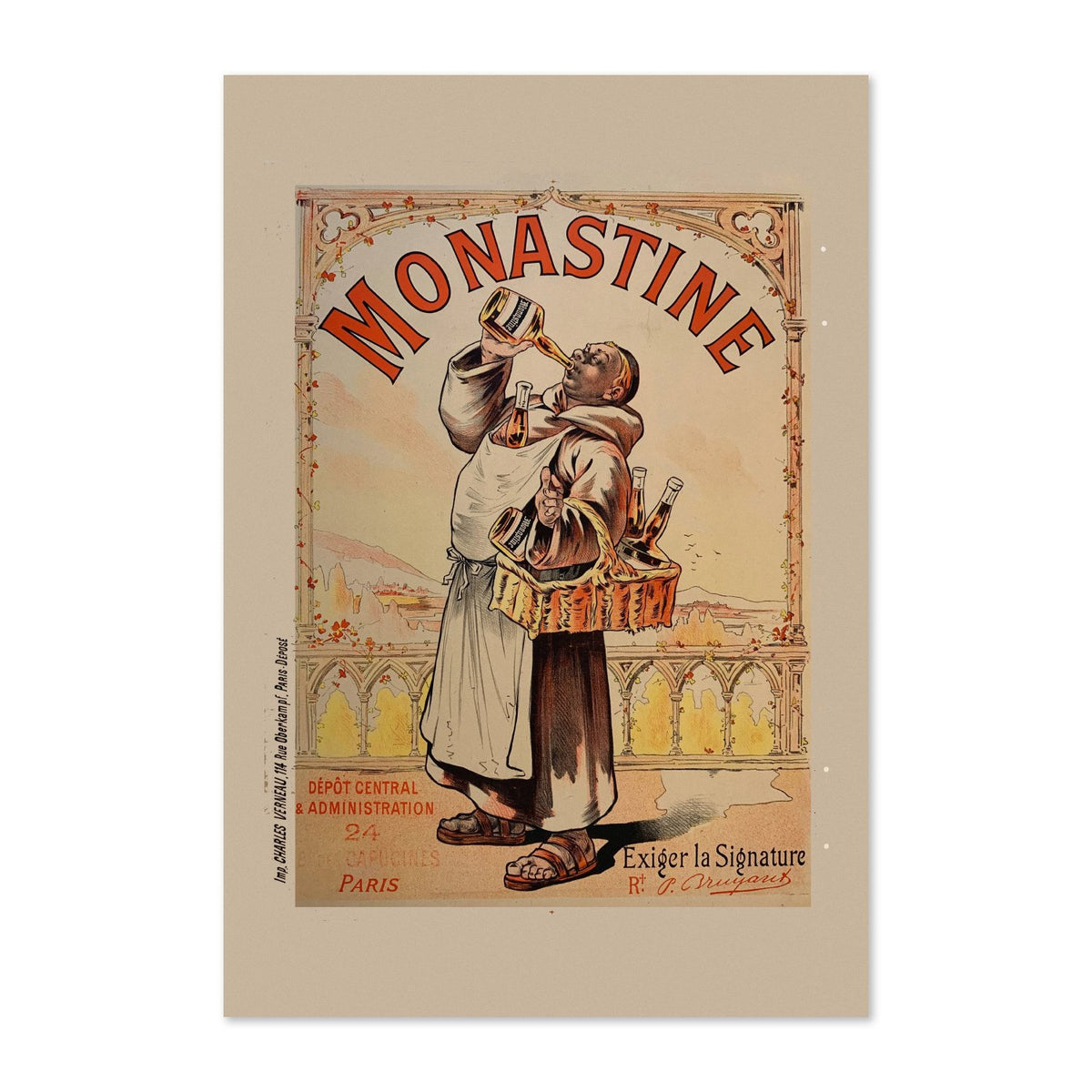 Monastine 1892 French liqueur poster print
