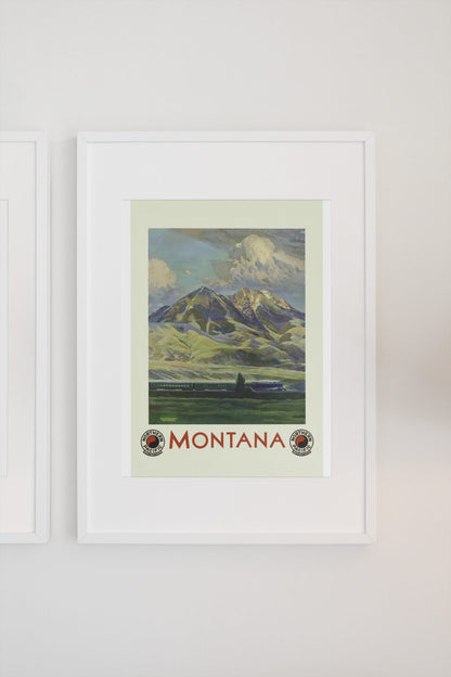 Montana Northern Pacific poster on a light wall