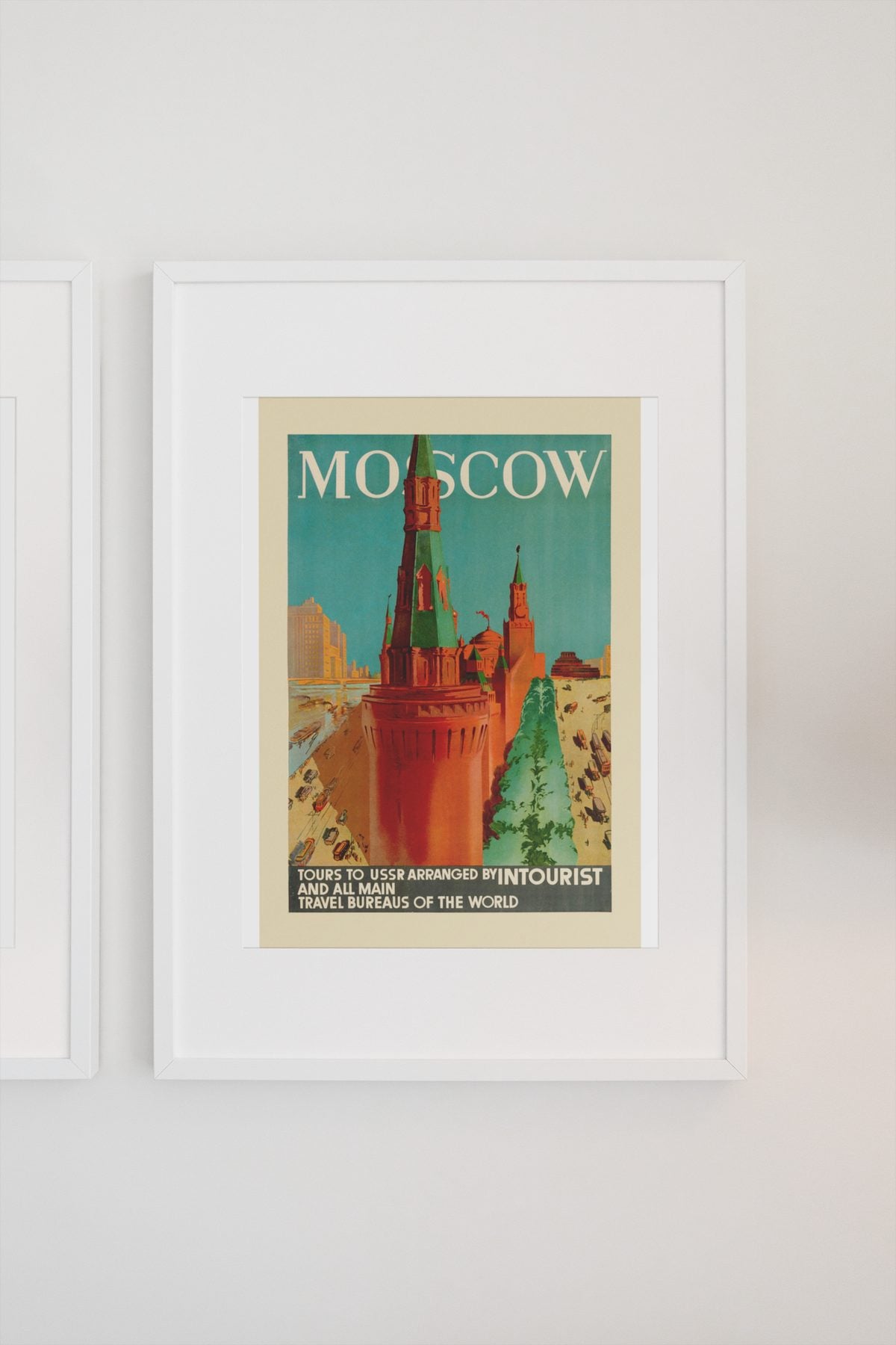 Moscow Intourist poster on a light wall
