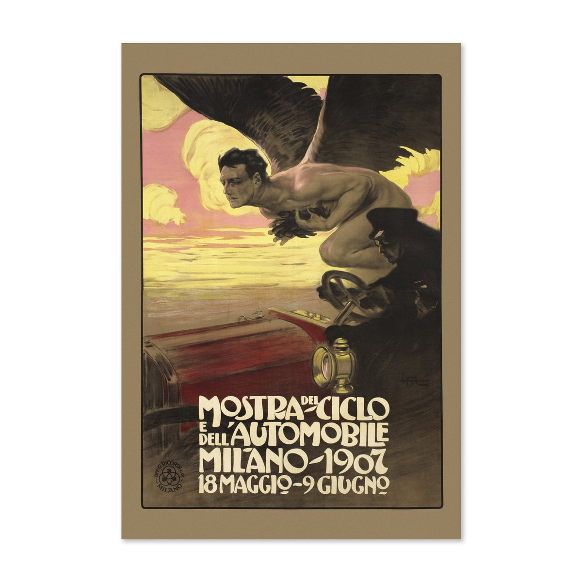 Mostra del Ciclo e dell'Automobile Milano 1907 poster print