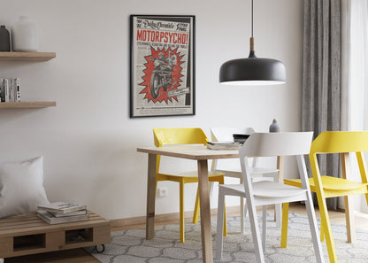 Motorpsycho! 1965 poster framed above a dining table