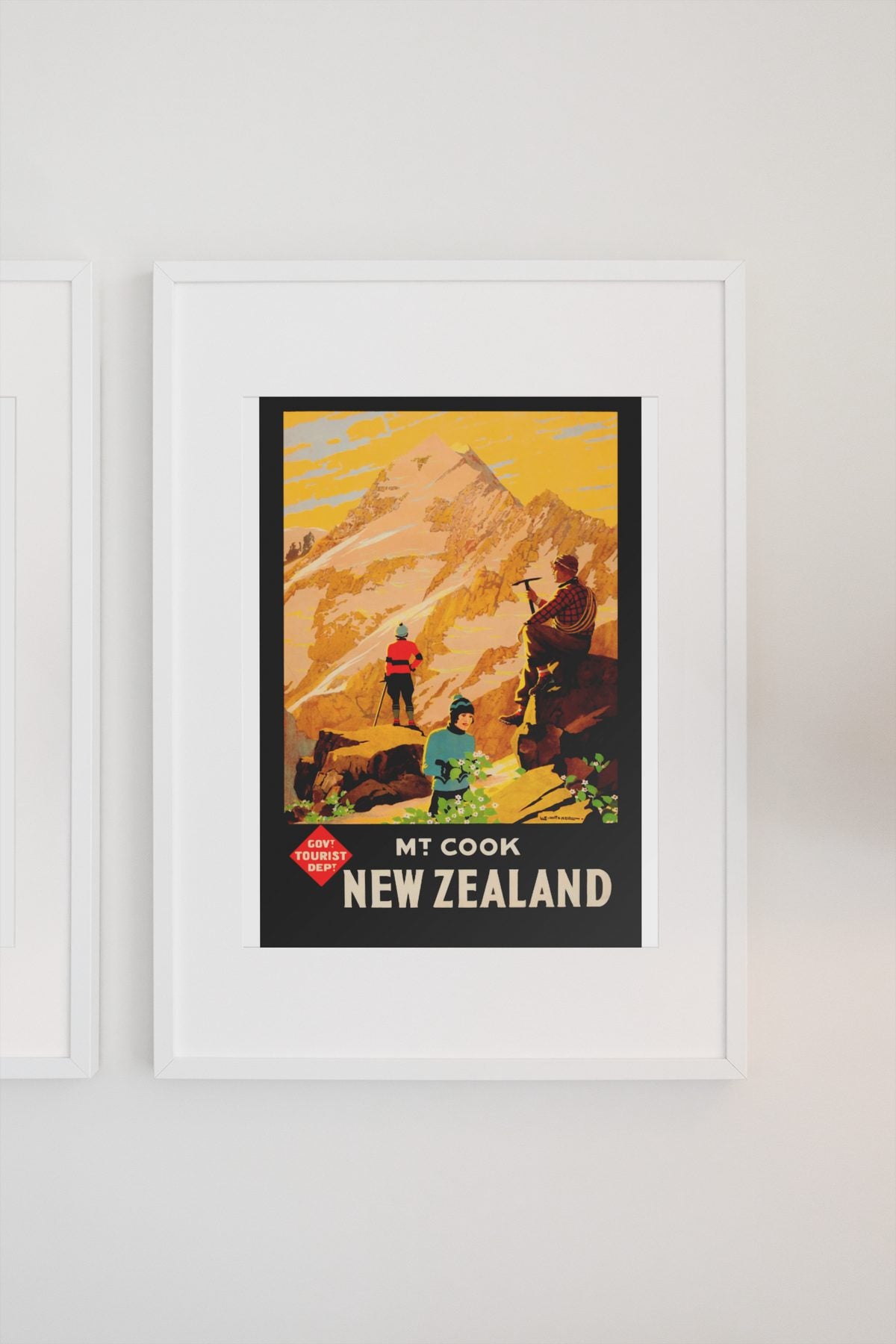 Mt Cook New Zealand poster on a light wall